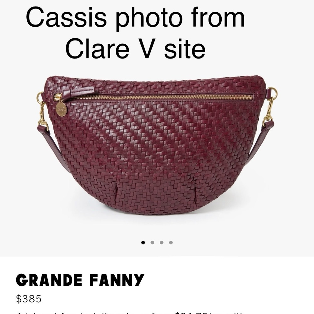 Retired color CLARE V Petit Moyen Crossbody Bag in burgundy. - Picture 3 of 16